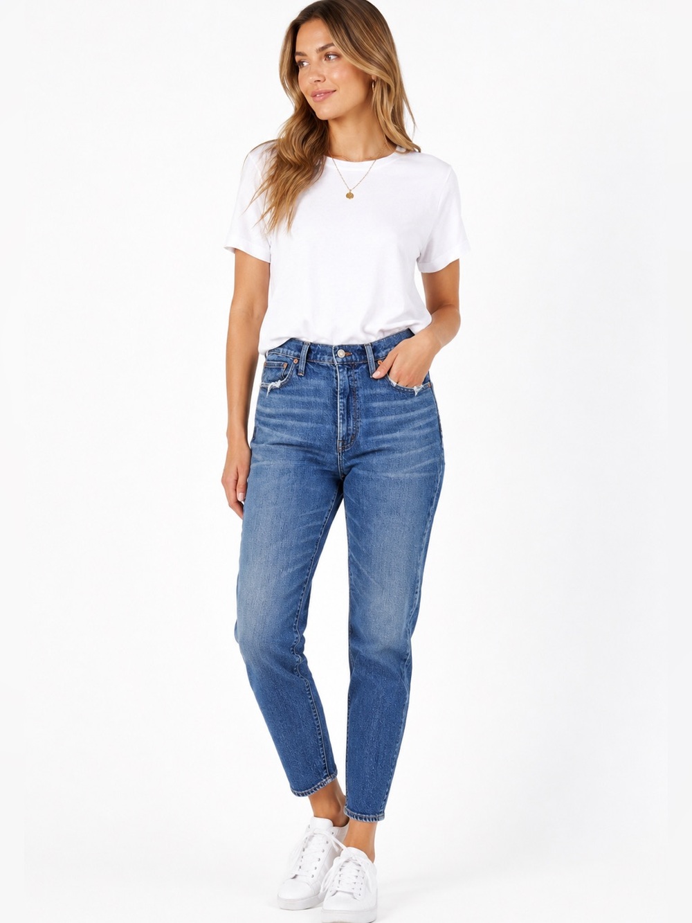 Madewell High-Rise Slim Boyjean Jeans 29 Distressed Medium Wash